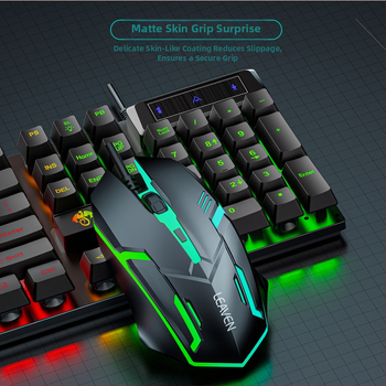 Crack D320 ενσύρματο σετ πληκτρολογίου και ποντικιού με φωτισμό, 1800 DPI, USB, εργονομικός σχεδιασμός