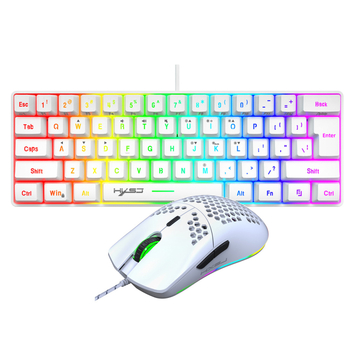Gaming set tipkovnice i miša, 61 tipki, 60% raspored, žičana USB veza, RGB pozadinsko osvjetljenje, 6400 DPI optički senzor, model V700w+j900w