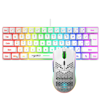 Gaming set tipkovnice i miša, 61 tipki, 60% raspored, žičana USB veza, RGB pozadinsko osvjetljenje, 6400 DPI optički senzor, model V700w+j900w