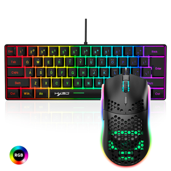 Gaming set tipkovnice i miša, 61 tipki, 60% raspored, žičana USB veza, RGB pozadinsko osvjetljenje, 6400 DPI optički senzor, model V700w+j900w