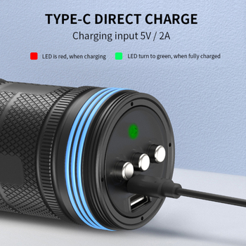 Potapajuća svjetiljka s ugrađenom baterijom 12800 mAh, 50 W LED za podvodnu fotografiju, izravno punjenje, kućište od aluminijske legure, domet 100–200 m