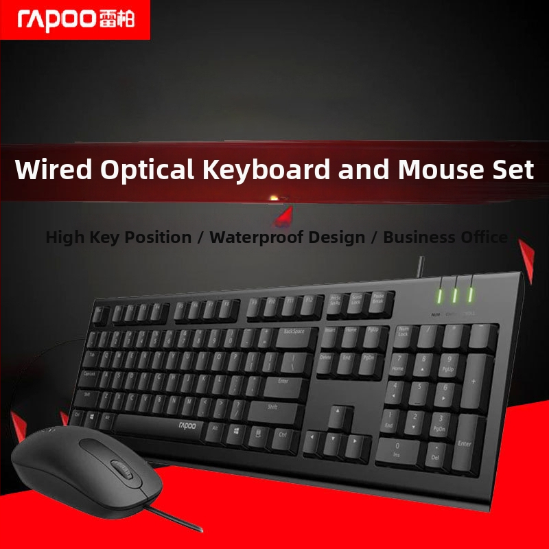 Káblový set klávesnice a myši (ergonomický dizajn, optický senzor 1000 DPI, USB rozhrania, vodotesný)