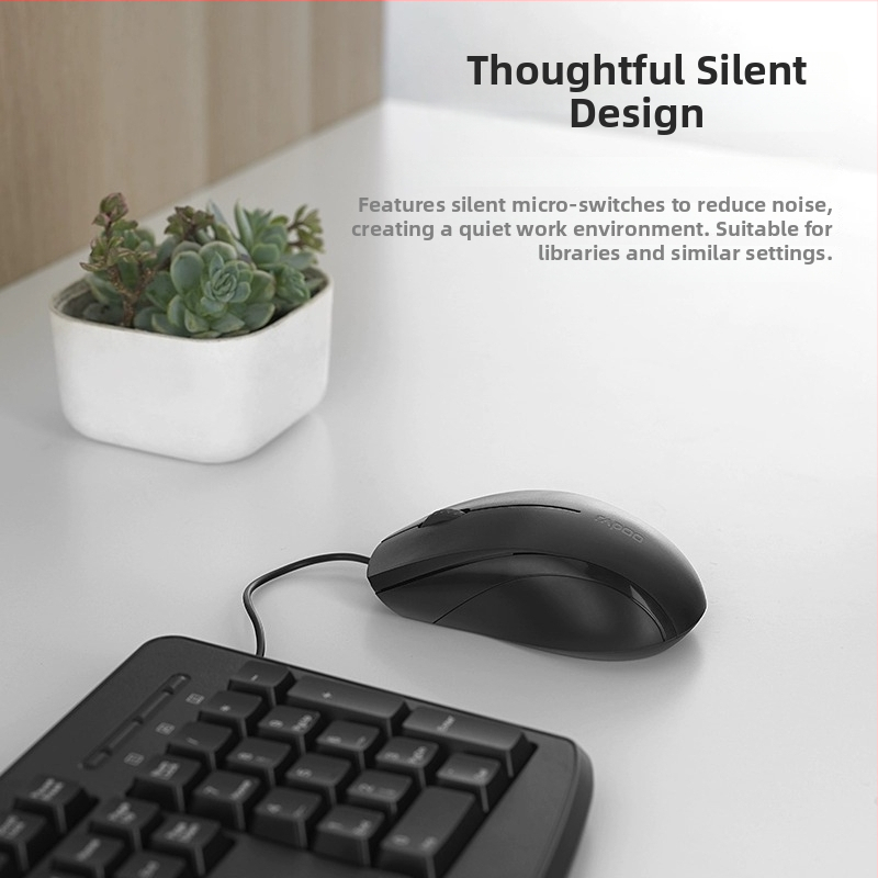 Káblový set klávesnice a myši (ergonomický dizajn, optický senzor 1000 DPI, USB rozhrania, vodotesný)