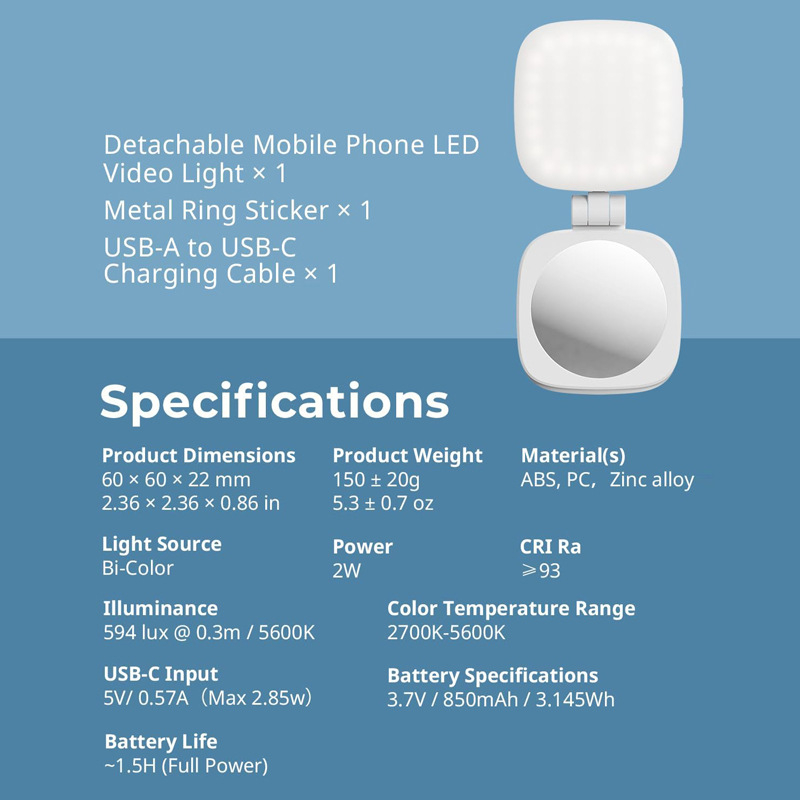 LED rasvjeta za selfie s tri boje temperature, 2W, ručna uporaba, model HH-ML066