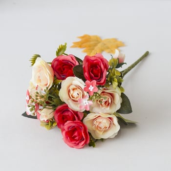 Изкуствен букет рози на ръка за сватби и домашен декор (Марка: HNA; Материал: Копринени цветя; Вид: Роза; Приложение: сватби, открити фотосесии, домашен декор)