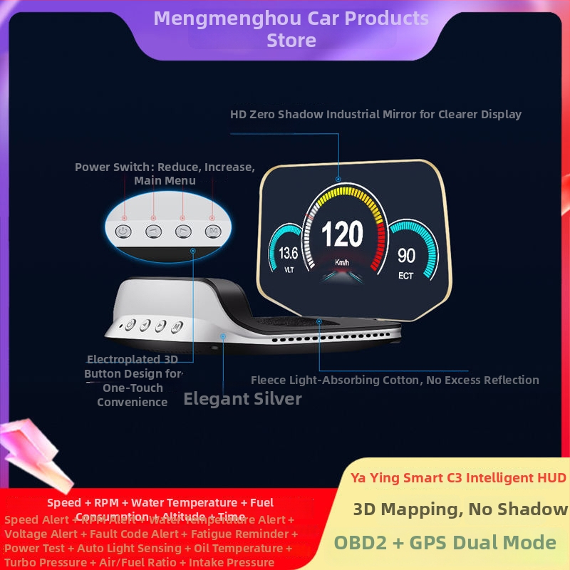 Afișaj HUD multifuncțional pentru mașină cu navigație, OBD, proiecție HD, compatibilitate universală