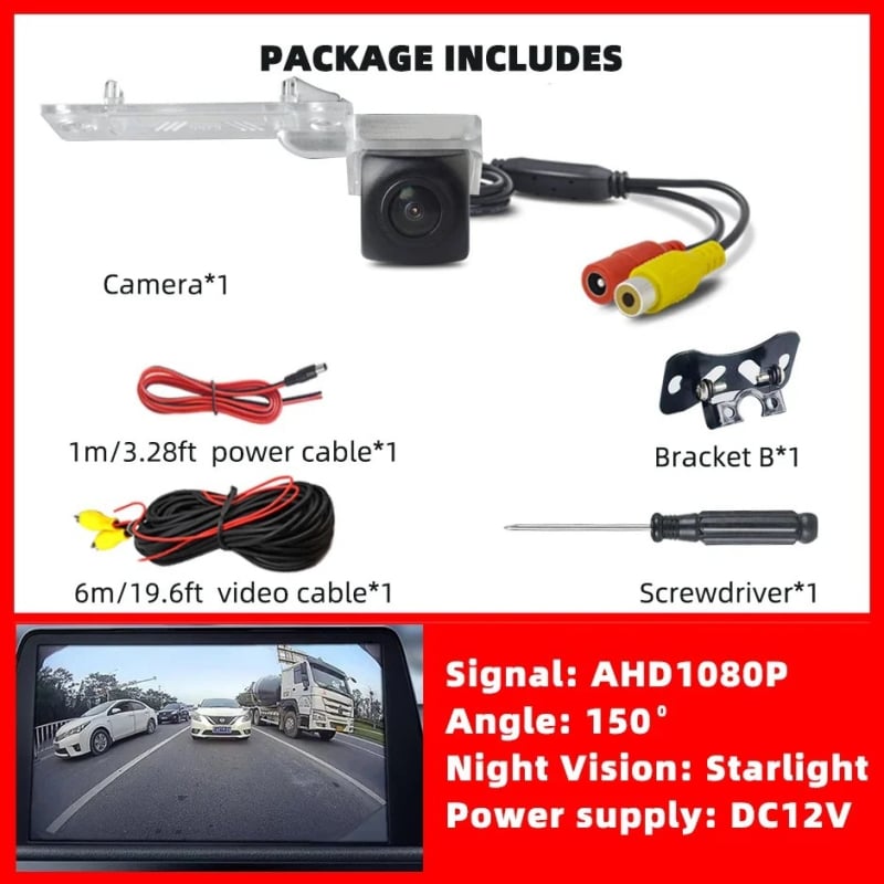 VW Jetta/Polo/Bora/Golf galinio vaizdo kameros laikiklis – Bracket20+sd30m; 12V Maitinimas; 150° kampas; CVBS/AHD vaizdo signalas