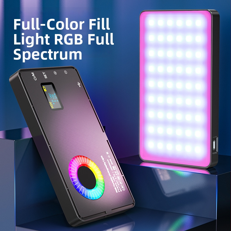 LED vyplňujúce svetlo – RGB plnobarevné, nastaviteľná teplota farieb 2500–9900K, výkon 10–50W, 5V, model LED-M1SE, stolné použitie