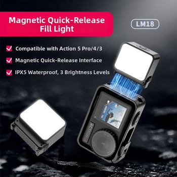 LM18 Mini Lampă de umplere magnetică, portabilă, compatibilă cu DJI Action Mini, 3.7V, sub 10W