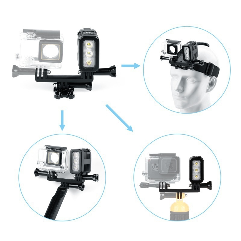 Lumină subacvatică GoPro cu trepied – ABS+LED, impermeabilă pentru camere de acțiune