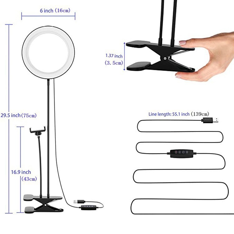 Lumină dublă pentru streaming live, inel de lumină pliabil pentru telefoane mobile, 5W, 5V, procesare personalizabilă
