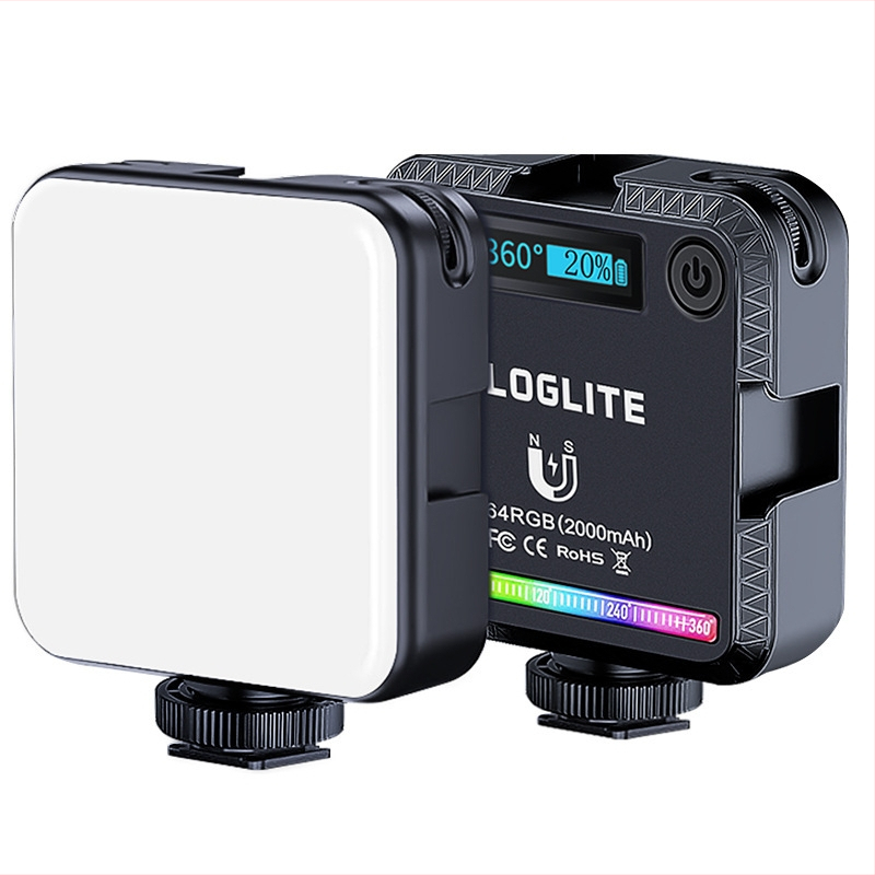 W64RGB Mini LED Dopĺňovacie svetlo pre portrét, živé vysielanie a fotografiu; 6W, 3.7V vstavaná batéria, prenášateľné