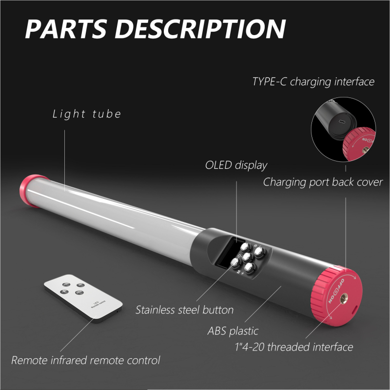 ST-118 Lumină de umplere RGB — LED portabil, baterie încorporată, 5W, reglabilă intensitatea luminoasă