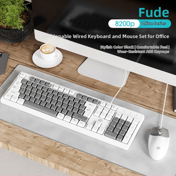 Комплект клавиатура и мишка Fude 8200P (жичен, USB интерфейс, 1600 DPI, ергономичен)