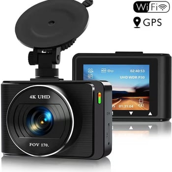 Automobilska kamera s dvostrukim snimanjem 4K+1080P, WiFi, 170°, dvostruka leća, F1.8, 1.5" zaslon, ciklično snimanje, TF kartica do 128GB