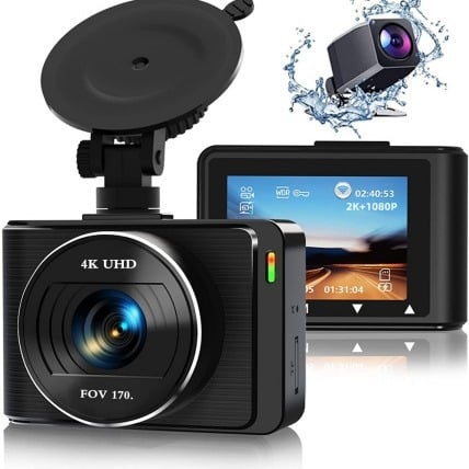 Automobilska kamera s dvostrukim snimanjem 4K+1080P, WiFi, 170°, dvostruka leća, F1.8, 1.5" zaslon, ciklično snimanje, TF kartica do 128GB