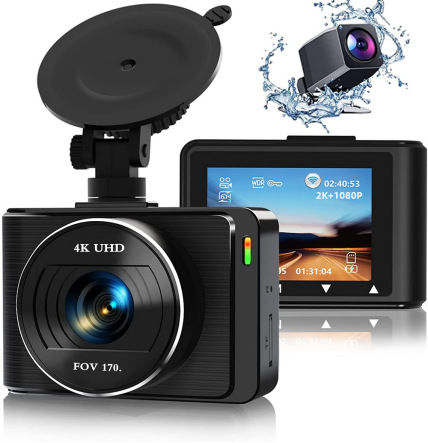 Automobilska kamera s dvostrukim snimanjem 4K+1080P, WiFi, 170°, dvostruka leća, F1.8, 1.5" zaslon, ciklično snimanje, TF kartica do 128GB