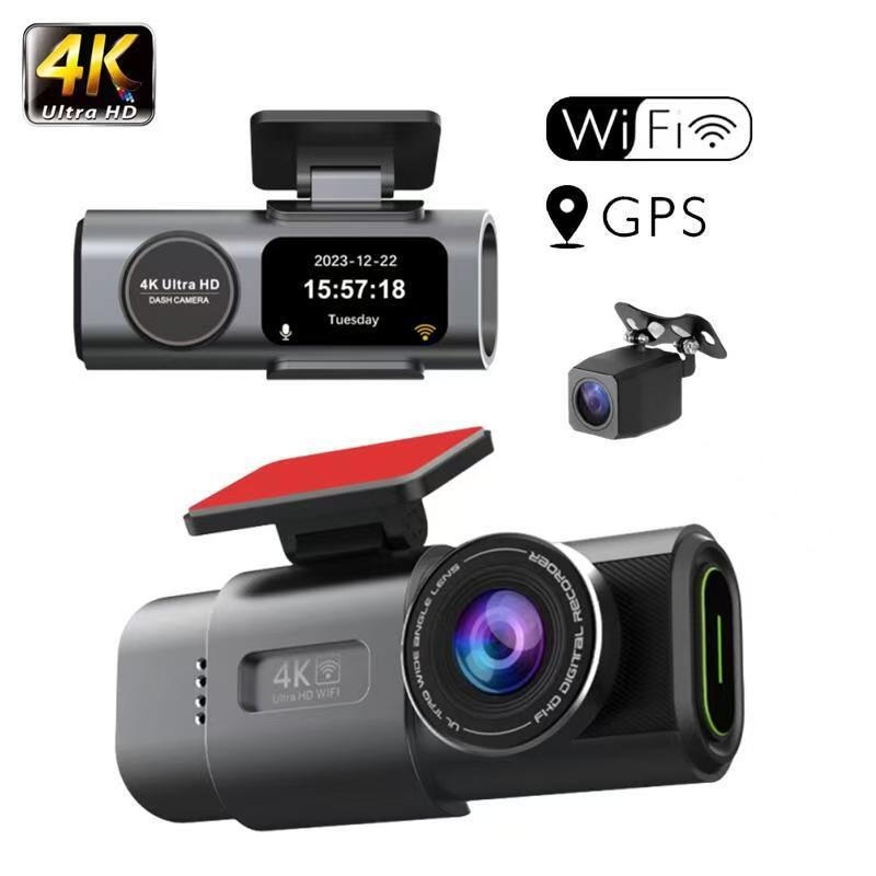 4K dvostruki automobilinski registrator s prednjim i stražnjim snimanjem, 170° ultraširoki kut, noćni vid, WiFi i GPS, 1,5-inčni zaslon