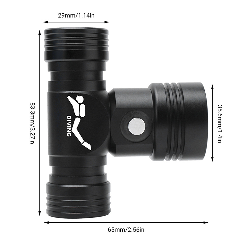 Potapljačka čelna svjetiljka s prikazom razine baterije; 10W LED; 350+ lumena; 18650 baterija; vodootporna; domet 200–500 m