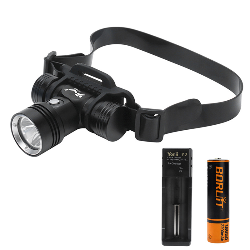 Potapljačka čelna svjetiljka s prikazom razine baterije; 10W LED; 350+ lumena; 18650 baterija; vodootporna; domet 200–500 m