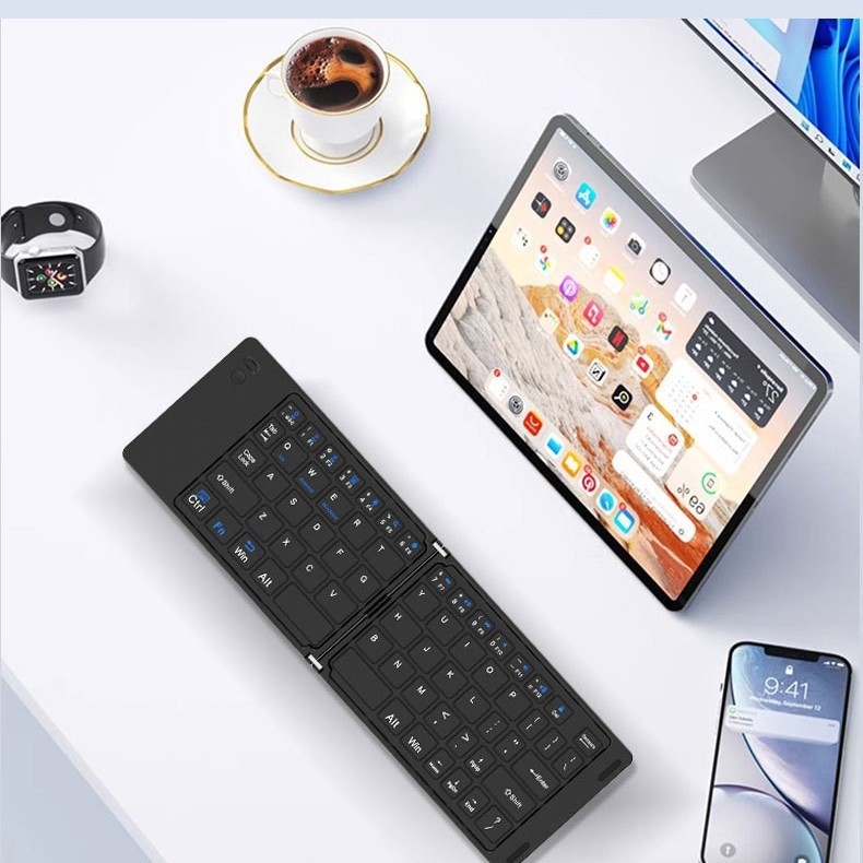 Πτυσσόμενη ασύρματη Bluetooth πληκτρολόγιο με ποντίκι – 1600dpi οπτοηλεκτρονική, εργονομικός σχεδιασμός, δυνατότητα προσαρμογής λογότυπου, περιλαμβάνει καλώδιο φόρτισης, κατάλληλο για φορητό υπολογιστή, tablet, κινητό τηλέφωνο, λάπτοπ