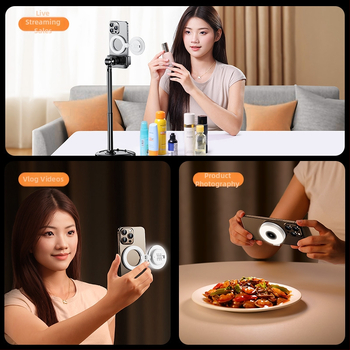 Magnetické vreckové LED svetlo na doplnenie – Prenosné, skladacie pre selfie na telefóne, vonkajšie fotografovanie, 3 režimy osvetlenia, 5V