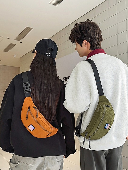 Geantă crossbody unisex din nylon pentru călătorii, închidere cu fermoar, căptușeală poliester, vara 2025