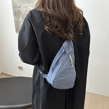 Geantă crossbody din pânză, stil street fashion, toamnă 2024, fermoar, buzunar pentru telefon