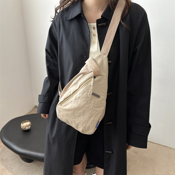 Geantă crossbody din pânză, stil street fashion, toamnă 2024, fermoar, buzunar pentru telefon