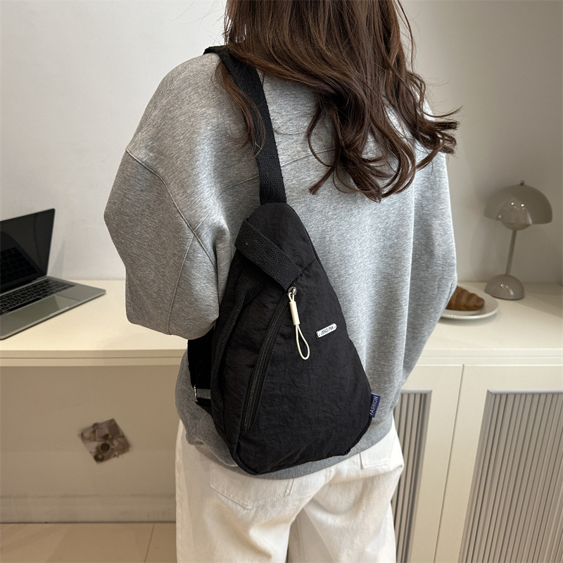 Geantă crossbody din pânză, stil street fashion, toamnă 2024, fermoar, buzunar pentru telefon