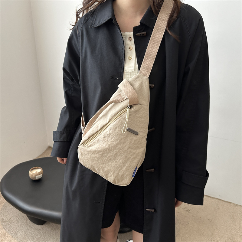 Geantă crossbody din pânză, stil street fashion, toamnă 2024, fermoar, buzunar pentru telefon