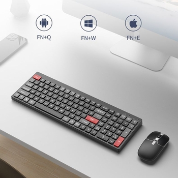 Set tastatură și mouse Bluetooth, fără fir, ergonomic, senzor optic 1600 DPI, rezistent la apă, funcționare silențioasă