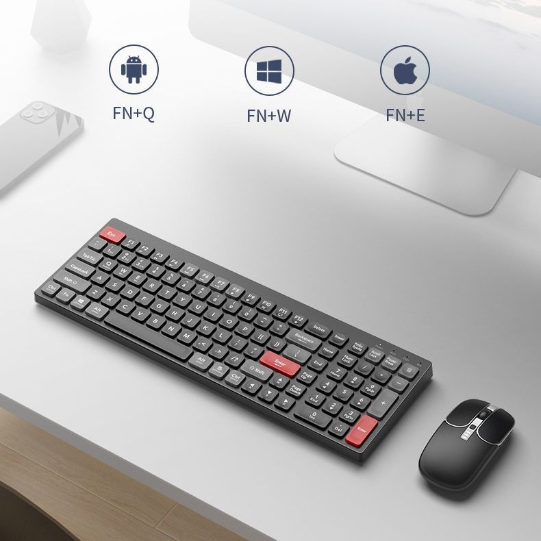 Set tastatură și mouse Bluetooth, fără fir, ergonomic, senzor optic 1600 DPI, rezistent la apă, funcționare silențioasă