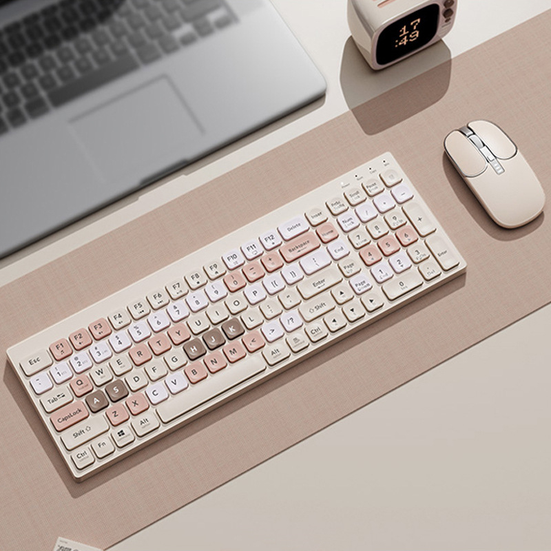 Set tastatură și mouse Bluetooth, fără fir, ergonomic, senzor optic 1600 DPI, rezistent la apă, funcționare silențioasă