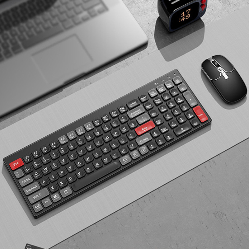 Set tastatură și mouse Bluetooth, fără fir, ergonomic, senzor optic 1600 DPI, rezistent la apă, funcționare silențioasă