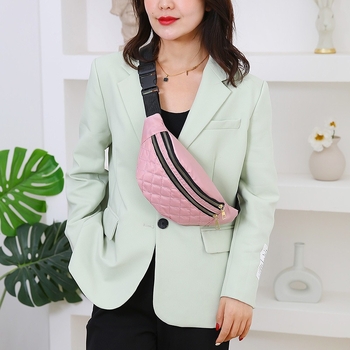 Geantă de talie pentru femei, model quilt diamantat, material Oxford, închidere cu fermoar, buzunar intern pentru telefon și buletin, potrivită pentru plimbări