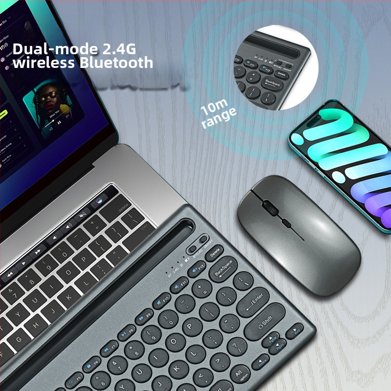 Bezdrôtová súprava klávesnice a myši K1000 – Bluetooth a 2.4G dvojmodový režim, 100 kláves, kompatibilný s notebookom, tabletom, desktopom a smartfónom