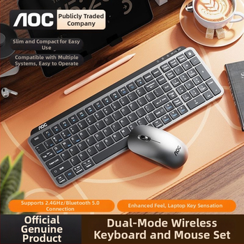 AOC sada klávesnice a myši s dvojmódovým bezdrôtovým pripojením, klávesnica s nožnicovým prepínačom, Bluetooth 5.0 a 2.4G, myš USB, 1200 DPI