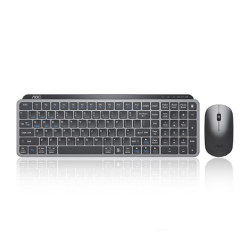 Σετ AOC πληκτρολόγιο και ποντίκι με διπλό τρόπο σύνδεσης, πληκτρολόγιο με μηχανισμό ψαλιδιού, Bluetooth 5.0 και 2.4G ασύρματη σύνδεση, USB ποντίκι, 1200 DPI