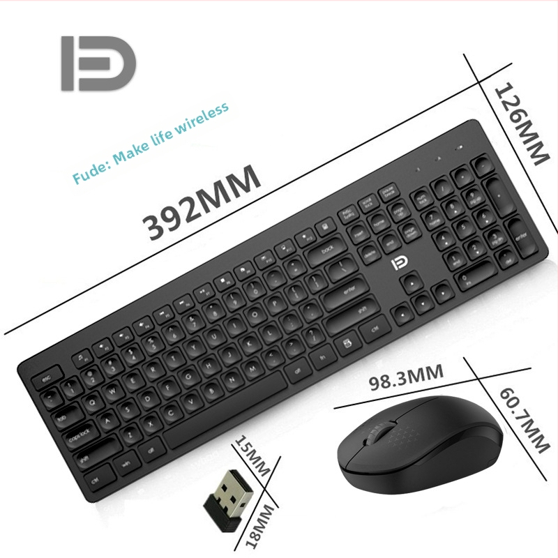 Bežični komplet tipkovnice i miša s USB sučeljem, 1600 DPI optički, Plug-and-Play, ergonomski dizajn
