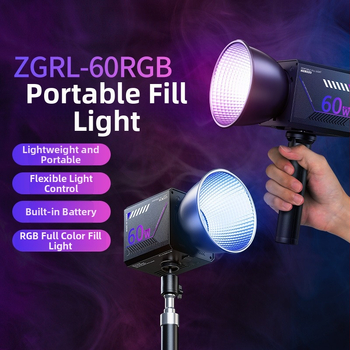 Fotografické osvetlenie, prenášateľné ručné svetlo pre exteriérové snímky, model Zgrl-60, 60W, 220V