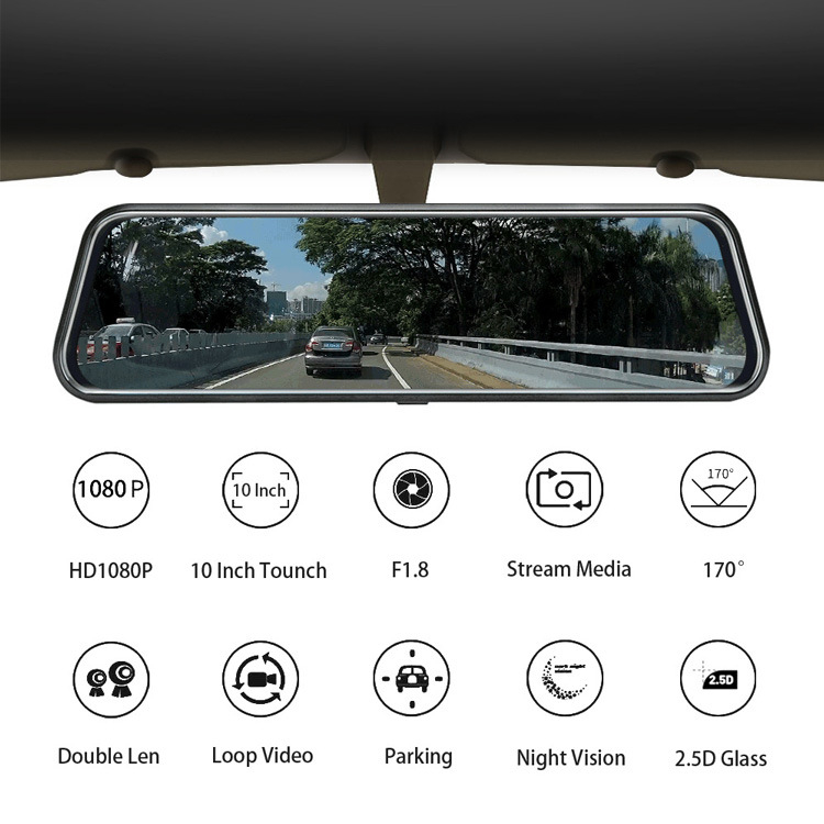 Squarester automobilni dash cam s prednjim i stražnjim dvostrukim snimanjem, 170° široki kut, 1296P rezolucija, Wi-Fi, microSD do 64GB