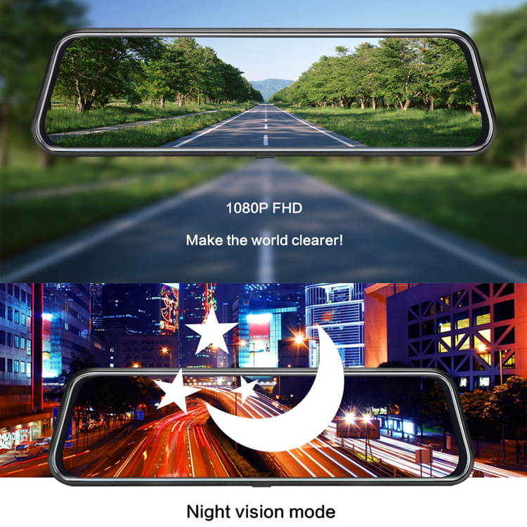 Squarester automobilni dash cam s prednjim i stražnjim dvostrukim snimanjem, 170° široki kut, 1296P rezolucija, Wi-Fi, microSD do 64GB