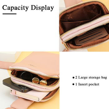 Baellerry ženska PU crossbody torba s dvostrukim zatvaračima — korejski stil, unutarnji pretinci za telefon i ID