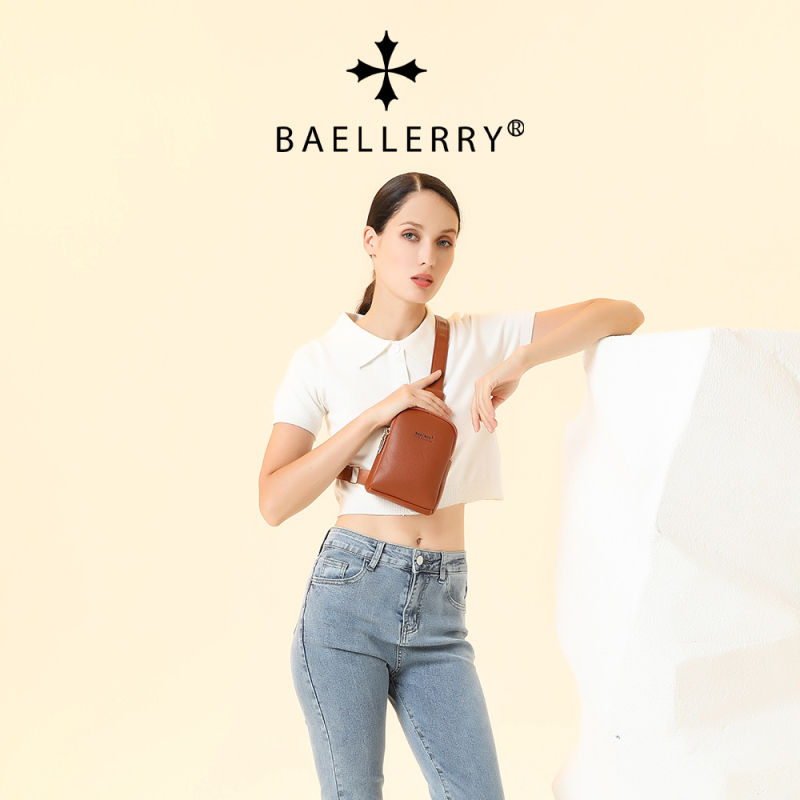 Baellerry ženska PU crossbody torba s dvostrukim zatvaračima — korejski stil, unutarnji pretinci za telefon i ID