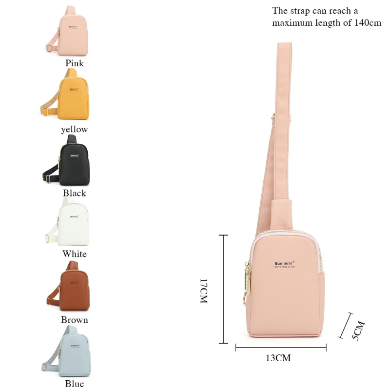Baellerry ženska PU crossbody torba s dvostrukim zatvaračima — korejski stil, unutarnji pretinci za telefon i ID