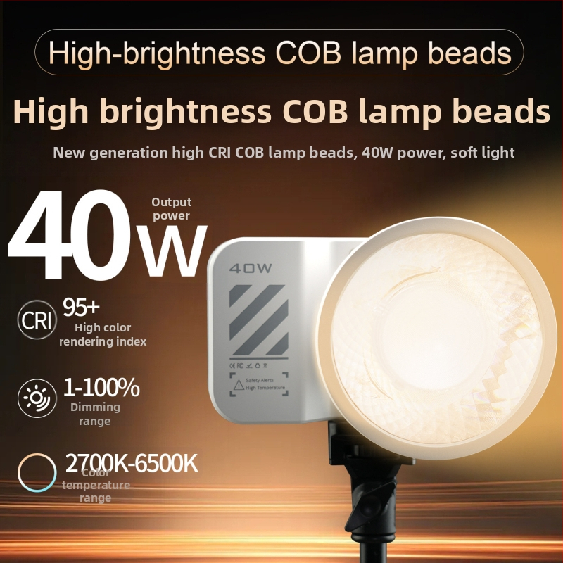 Vreckové svetlo na fotografovanie s vstavanou batériou — ručné ovládanie, nastaviteľná teplota farieb 2500K-9900K, výkon 51-100W, 220V