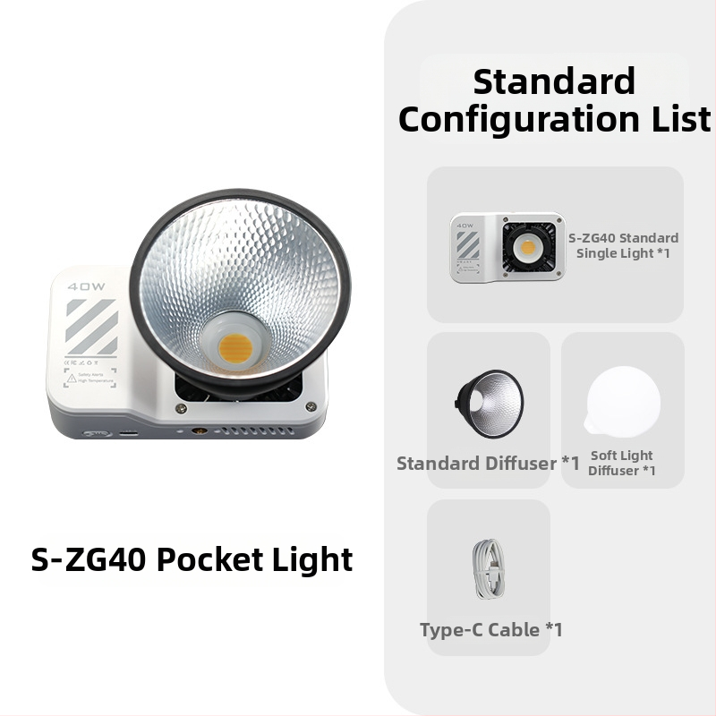 Vreckové svetlo na fotografovanie s vstavanou batériou — ručné ovládanie, nastaviteľná teplota farieb 2500K-9900K, výkon 51-100W, 220V