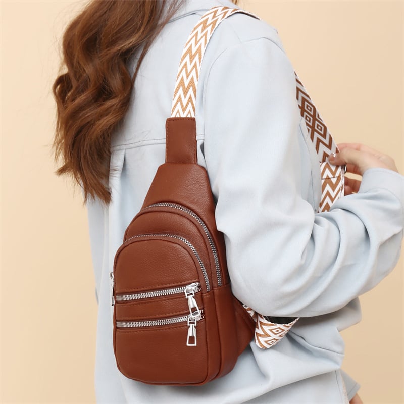 PU kožna crossbody torba sa širokim remenom, višestruki pretinci, zatvarač, unutarnji džep za telefon