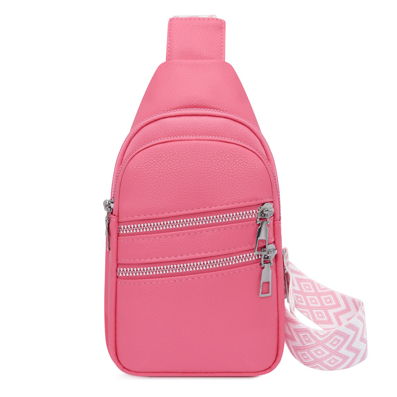 PU kožna crossbody torba sa širokim remenom, višestruki pretinci, zatvarač, unutarnji džep za telefon